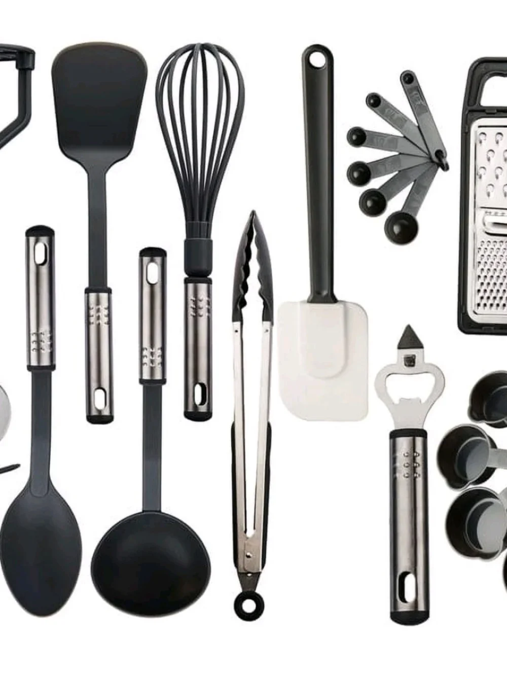 Kitchen Utensil Set - 15-Piece Black and Stainless Steel Home Kitchen Tools